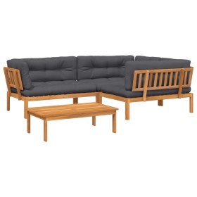 vidaXL 4-tlg. Garten-Sofagarnitur aus Paletten mit Kissen Akazienholz
