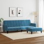 vidaXL Schlafsofa 2-Sitzer mit Fußhocker Blau Samt vidaXL Schlafsofa 2-Sitzer mit Fußhocker Blau Samt