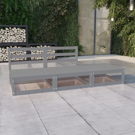 3-tlg. Garten-Lounge-Set Grau Kiefer Massivholz