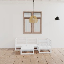 5-tlg. Garten-Lounge-Set Weiß Kiefer Massivholz