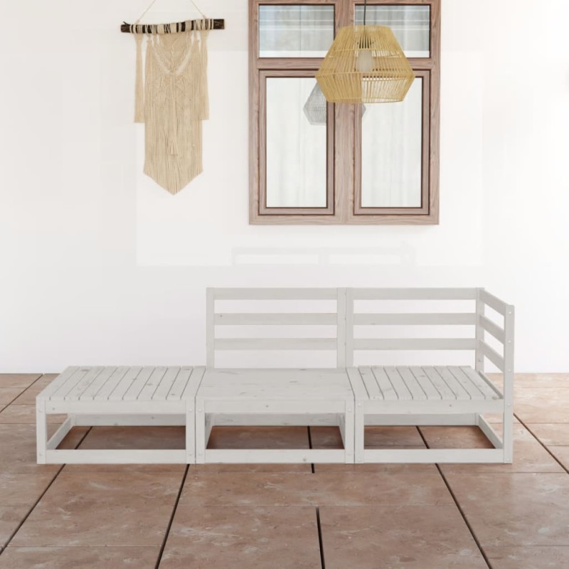 vidaXL 3-tlg. Garten-Lounge-Set Weiß Massivholz Kiefer vidaXL 3-tlg. Garten-Lounge-Set Weiß Massivholz Kiefer