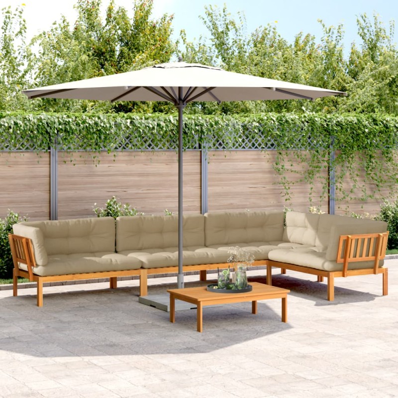 vidaXL 5-tlg. Garten-Sofagarnitur aus Paletten mit Kissen Akazienholz vidaXL 5-tlg. Garten-Sofagarnitur aus Paletten mit Kissen Akazienholz