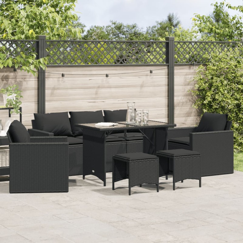 vidaXL 6-tlg. Garten-Sofagarnitur mit Kissen Schwarz Poly Rattan vidaXL 6-tlg. Garten-Sofagarnitur mit Kissen Schwarz Poly Rattan