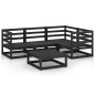 5-tlg. Garten-Lounge-Set Schwarz Massivholz Kiefer 5-tlg. Garten-Lounge-Set Schwarz Massivholz Kiefer