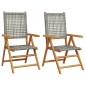 vidaXL Gartenstühle 2 Stk. Grau Massivholz Akazie und Poly Rattan vidaXL Gartenstühle 2 Stk. Grau Massivholz Akazie und Poly Rattan