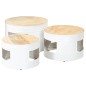 vidaXL Beistelltische Fass-Design 3 Stk. Raues Massivholz Mango vidaXL Beistelltische Fass-Design 3 Stk. Raues Massivholz Mango