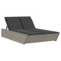 vidaXL Doppel-Sonnenliege mit Kissen Grau Poly Rattan vidaXL Doppel-Sonnenliege mit Kissen Grau Poly Rattan