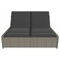 vidaXL Doppel-Sonnenliege mit Kissen Grau Poly Rattan vidaXL Doppel-Sonnenliege mit Kissen Grau Poly Rattan