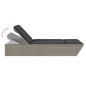 vidaXL Doppel-Sonnenliege mit Kissen Grau Poly Rattan vidaXL Doppel-Sonnenliege mit Kissen Grau Poly Rattan