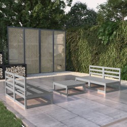 5-tlg. Garten-Lounge-Set Grau Kiefer Massivholz