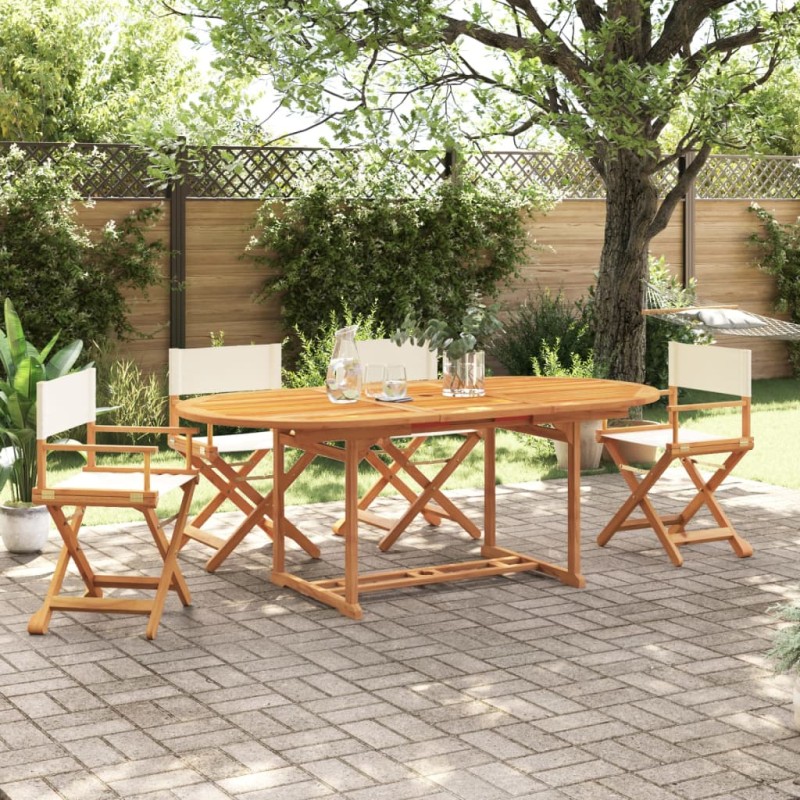 vidaXL Klappbare Gartenstühle 4 Stk. Cremeweiß Stoff vidaXL Klappbare Gartenstühle 4 Stk. Cremeweiß Stoff
