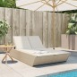 vidaXL Doppel-Sonnenliege mit Auflagen Beige Poly Rattan vidaXL Doppel-Sonnenliege mit Auflagen Beige Poly Rattan