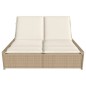 vidaXL Doppel-Sonnenliege mit Auflagen Beige Poly Rattan vidaXL Doppel-Sonnenliege mit Auflagen Beige Poly Rattan