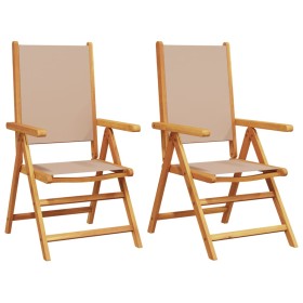 vidaXL Gartenstühle 2 Stk. Taupe Massivholz Akazie & Stoff