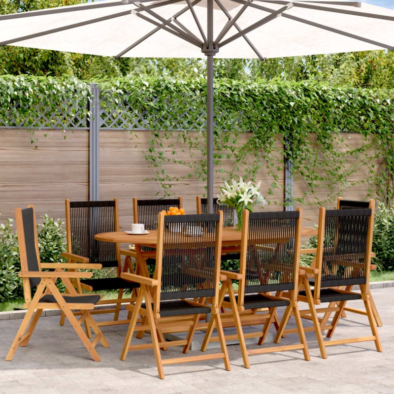 vidaXL Gartenstuhl Verstellbar 8 Stk. Schwarz Massivholz Akazie vidaXL Gartenstuhl Verstellbar 8 Stk. Schwarz Massivholz Akazie