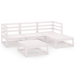 5-tlg. Garten-Lounge-Set Weiß Kiefer Massivholz