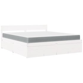 vidaXL Bett mit Schubladen und Matratze Weiß 180x200 cm Massivholz