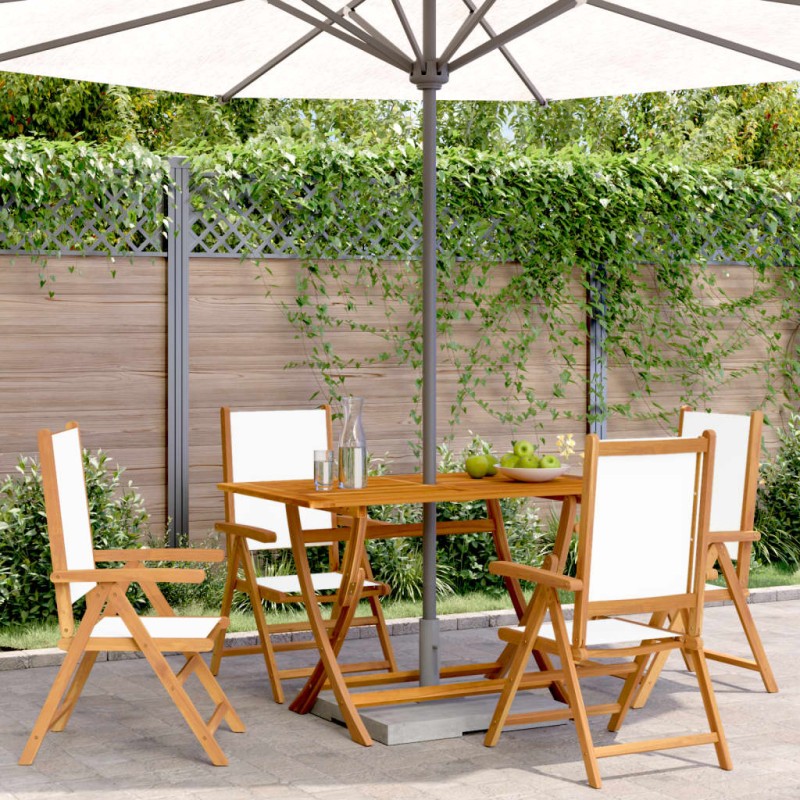 vidaXL Gartenstuhl Verstellbar 4 Stk. Cremeweiß Stoff und Massivholz vidaXL Gartenstuhl Verstellbar 4 Stk. Cremeweiß Stoff und Massivholz