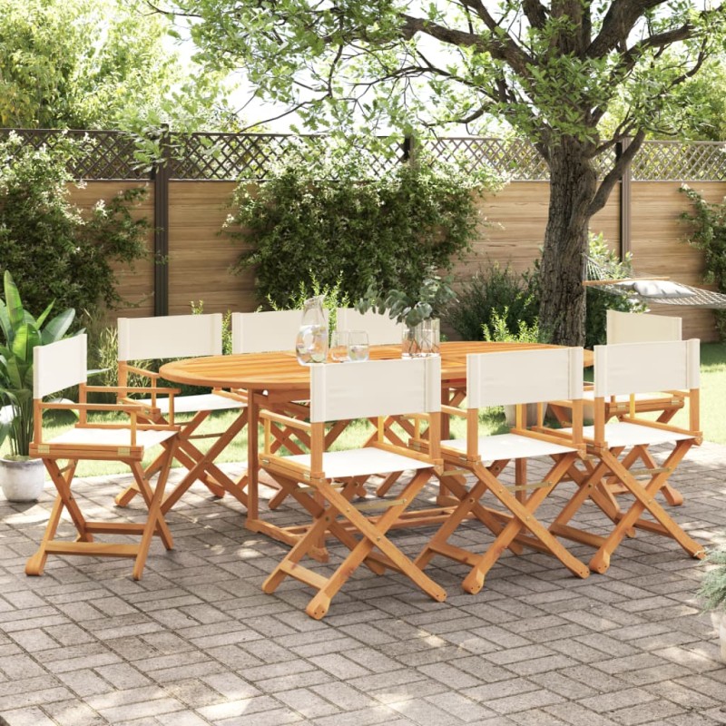vidaXL Klappbare Gartenstühle 8 Stk. Cremeweiß Stoff vidaXL Klappbare Gartenstühle 8 Stk. Cremeweiß Stoff
