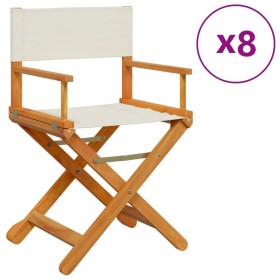 vidaXL Klappbare Gartenstühle 8 Stk. Cremeweiß Stoff
