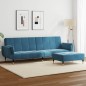 vidaXL Schlafsofa 2-Sitzer mit Fußhocker Blau Samt vidaXL Schlafsofa 2-Sitzer mit Fußhocker Blau Samt