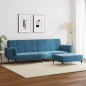 vidaXL Schlafsofa 2-Sitzer mit Fußhocker Blau Samt vidaXL Schlafsofa 2-Sitzer mit Fußhocker Blau Samt