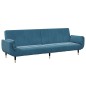 vidaXL Schlafsofa 2-Sitzer mit Fußhocker Blau Samt vidaXL Schlafsofa 2-Sitzer mit Fußhocker Blau Samt