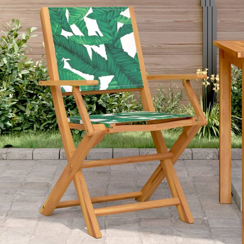 vidaXL Gartenstühle 2 Stk. Blattmuster Massivholz Akazie & Stoff vidaXL Gartenstühle 2 Stk. Blattmuster Massivholz Akazie & Stoff