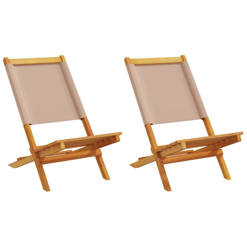 vidaXL Gartenstühle 2 Stk. Taupe Massivholz Akazie & Stoff vidaXL Gartenstühle 2 Stk. Taupe Massivholz Akazie & Stoff