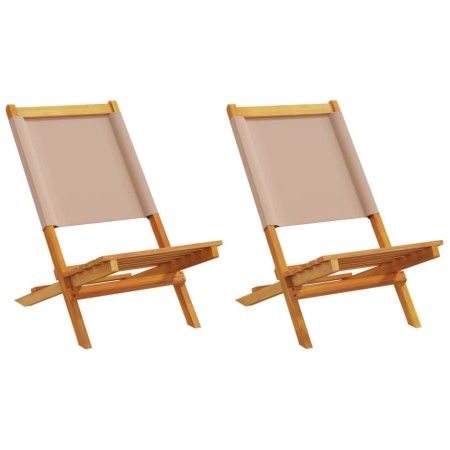 vidaXL Gartenstühle 2 Stk. Taupe Massivholz Akazie & Stoff