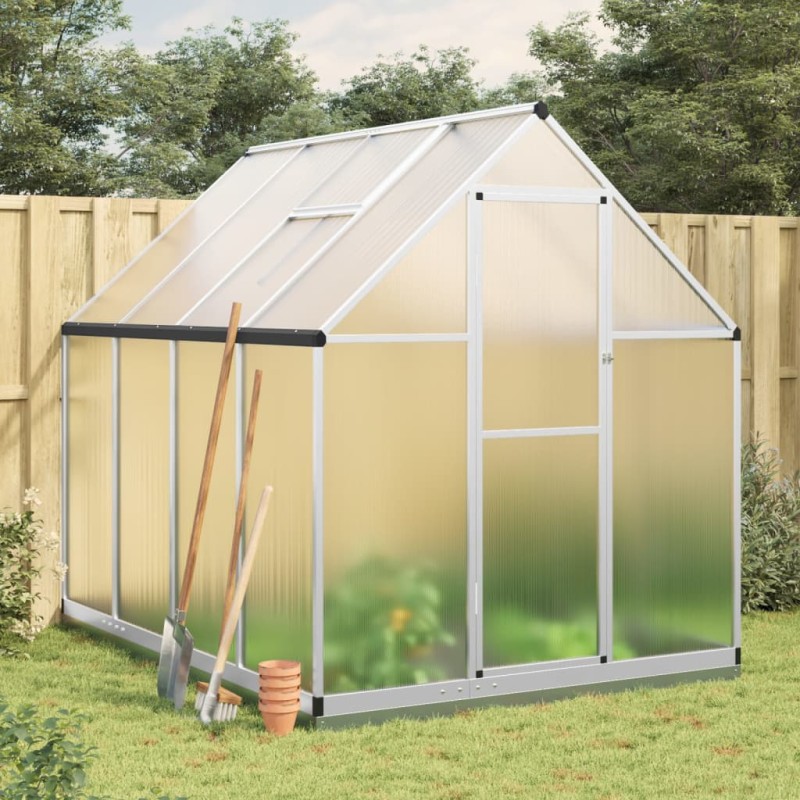 vidaXL Gewächshaus mit Fundamentrahmen Silber 224x169x202cm Aluminimum vidaXL Gewächshaus mit Fundamentrahmen Silber 224x169x202cm Aluminimum
