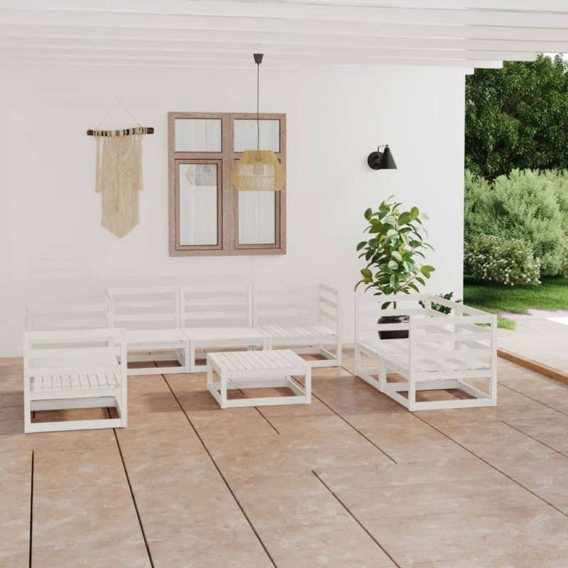 vidaXL 8-tlg. Garten-Lounge-Set Weiß Massivholz Kiefer vidaXL 8-tlg. Garten-Lounge-Set Weiß Massivholz Kiefer
