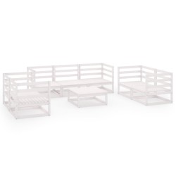 vidaXL 8-tlg. Garten-Lounge-Set Weiß Massivholz Kiefer