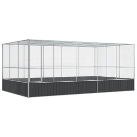 vidaXL Voliere mit Erweiterung Silbern 518x307x212 cm Stahl