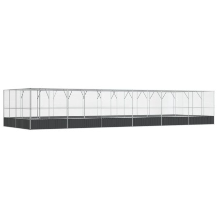 vidaXL Voliere mit Erweiterung Silbern 1246x414x212 cm Stahl