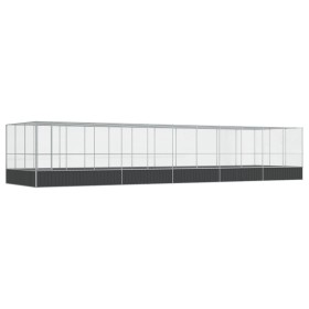 vidaXL Voliere mit Erweiterung Silbern 1139x307x212 cm Stahl