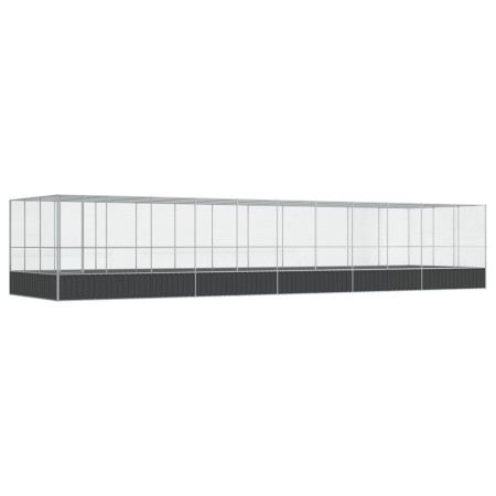 vidaXL Voliere mit Erweiterung Silbern 1139x307x212 cm Stahl