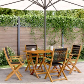 vidaXL Gartenstühle 4 Stk. Klappbar Schwarz Massivholz Akazie
