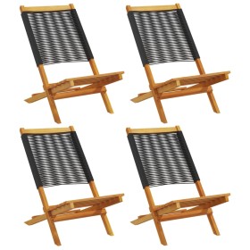 vidaXL Gartenstühle 4 Stk. Klappbar Schwarz Massivholz Akazie