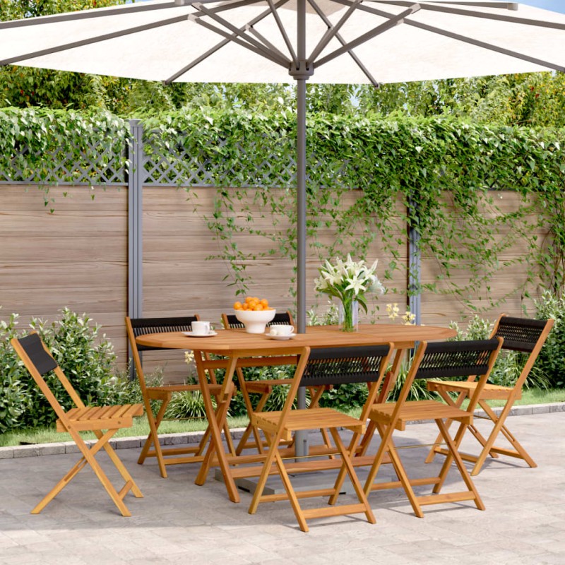 vidaXL Gartenstühle 6 Stk. Klappbar Schwarz Massivholz Akazie vidaXL Gartenstühle 6 Stk. Klappbar Schwarz Massivholz Akazie
