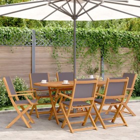 vidaXL Gartenstühle 6 Stk. Klappbar Anthrazit Stoff und Massivholz