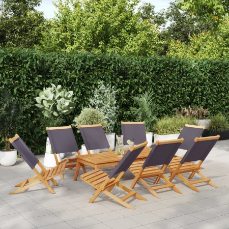vidaXL Gartenstühle 8 Stk. Klappbar Anthrazit Stoff und Massivholz