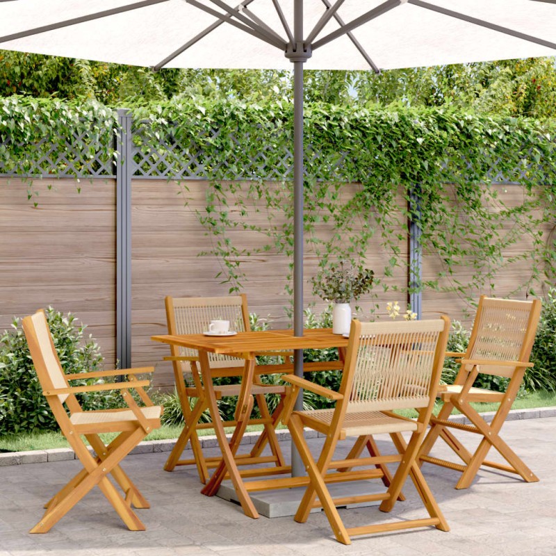 vidaXL Gartenstühle 4 Stk. Klappbar Beige Massivholz Akazie vidaXL Gartenstühle 4 Stk. Klappbar Beige Massivholz Akazie