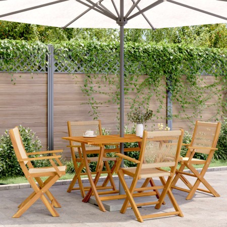 vidaXL Gartenstühle 4 Stk. Klappbar Beige Massivholz Akazie