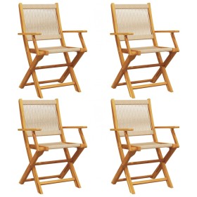 vidaXL Gartenstühle 4 Stk. Klappbar Beige Massivholz Akazie