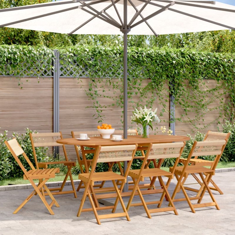 vidaXL Gartenstühle 8 Stk. Klappbar Beige Massivholz Akazie vidaXL Gartenstühle 8 Stk. Klappbar Beige Massivholz Akazie