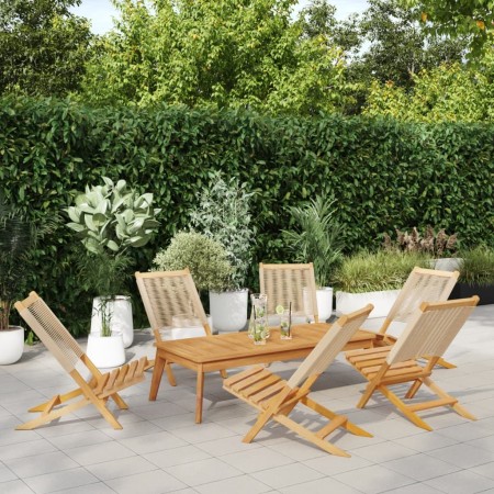 vidaXL Gartenstühle 6 Stk. Klappbar Beige Massivholz Akazie