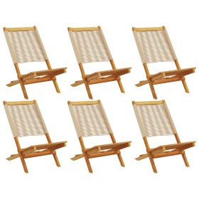 vidaXL Gartenstühle 6 Stk. Klappbar Beige Massivholz Akazie