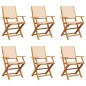 vidaXL Gartenstühle 6 Stk. Klappbar Beige Stoff und Massivholz vidaXL Gartenstühle 6 Stk. Klappbar Beige Stoff und Massivholz