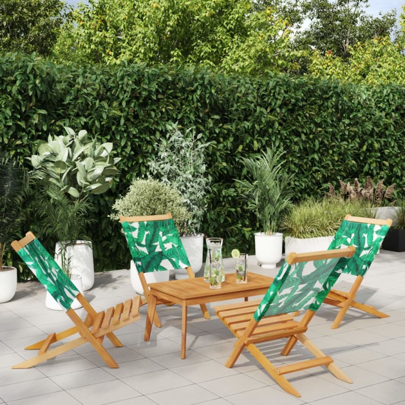 vidaXL Gartenstühle 4 Stk. Klappbar Grün Stoff und Massivholz vidaXL Gartenstühle 4 Stk. Klappbar Grün Stoff und Massivholz